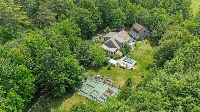 109 Temple Rd, Wilton, NH 03086 - aerial view of property and surrounding area featuring a heavily wooded area