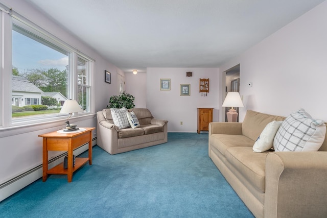 42 Bennett Bridge Rd, Northwood, NH 03261 - living area with a baseboard heating unit and carpet floors
