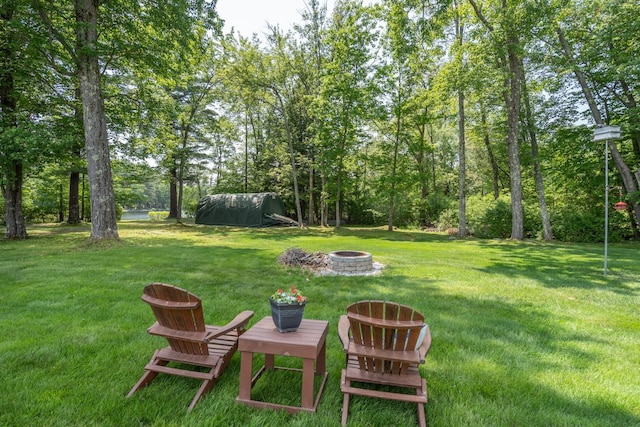 42 Bennett Bridge Rd, Northwood, NH 03261 - view of green lawn featuring a fire pit