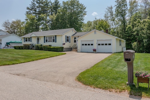 42 Bennett Bridge Rd, Northwood, NH 03261 - single story home featuring a front lawn and a garage