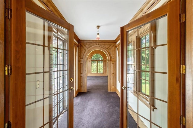 98 Sugar Maple Dr, Swanton, VT 05488 - doorway with french doors, carpet, and baseboards