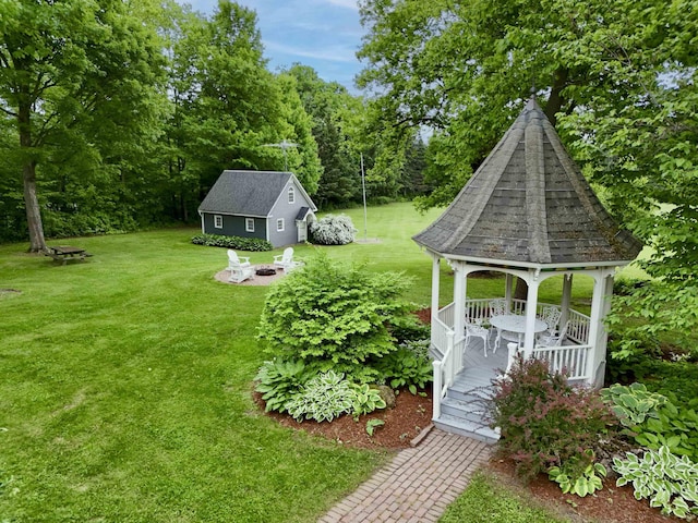 98 Sugar Maple Dr, Swanton, VT 05488 - view of grassy yard with a gazebo and an outdoor fire pit