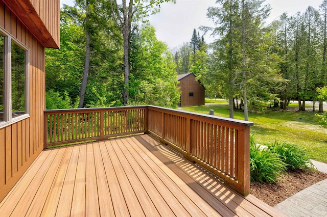 210 Field Rd Unit 44, Stowe, VT 05672 - wooden terrace with a yard and view of scattered trees