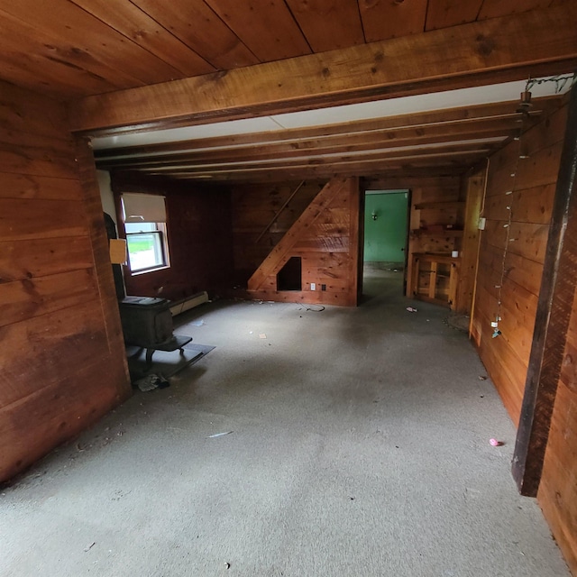 167 Branch Londonderry Tpke, Hopkinton, NH 03229 - miscellaneous room featuring wooden walls and a baseboard heating unit