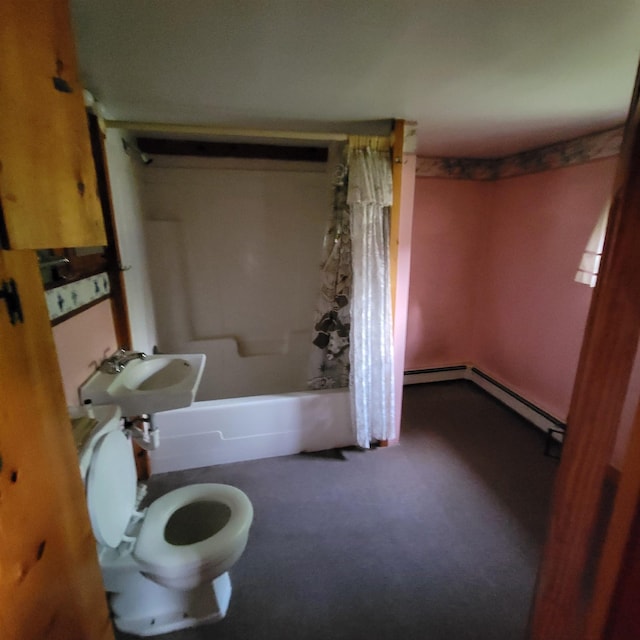 167 Branch Londonderry Tpke, Hopkinton, NH 03229 - bathroom with a sink, toilet, and shower / tub combo with curtain