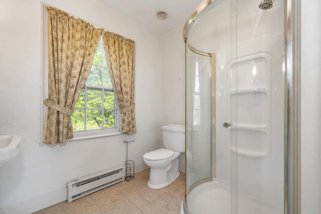 1519 New Boston Rd, Francestown, NH 03043 - full bath featuring baseboard heating, a shower stall, and toilet