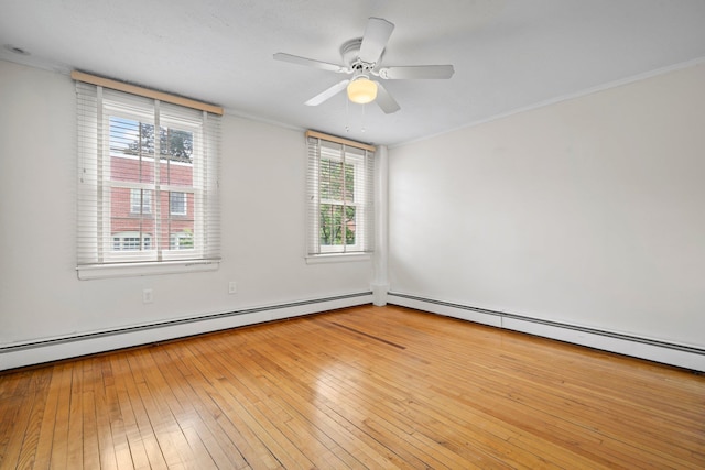 647 Canal St, Manchester, NH 03101 - unfurnished room featuring hardwood / wood-style floors, ceiling fan, and crown molding