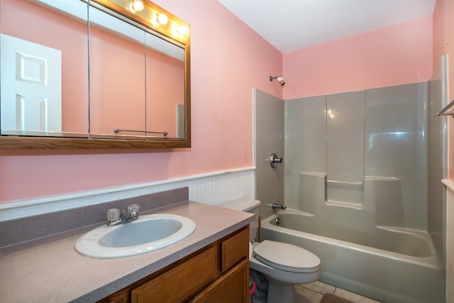 6 Moonbrook Dr, Rutland City, VT 05701 - full bath featuring shower / bathtub combination, vanity, toilet, and wainscoting