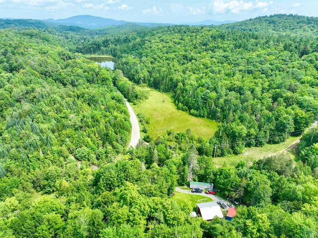 4823 Swamp Rd, Newbury, VT 05051 - aerial overview of property's location featuring a forest and a mountain backdrop