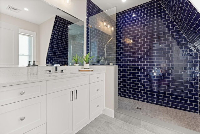 25 Little Bay Dr, Dover, NH 03820 - full bathroom featuring vanity, walk in shower, and recessed lighting