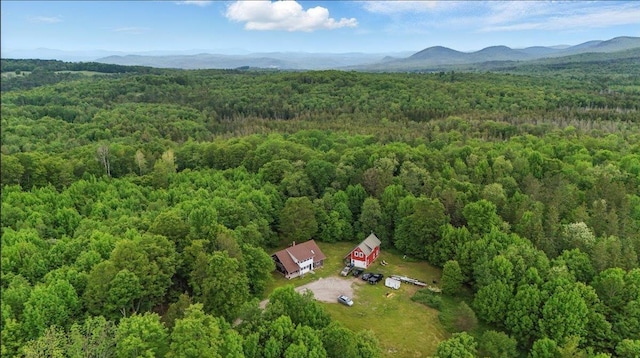 458 Woodcock Rd, Plainfield, VT 05667 - aerial view of property and surrounding area with a forest and a mountainous background