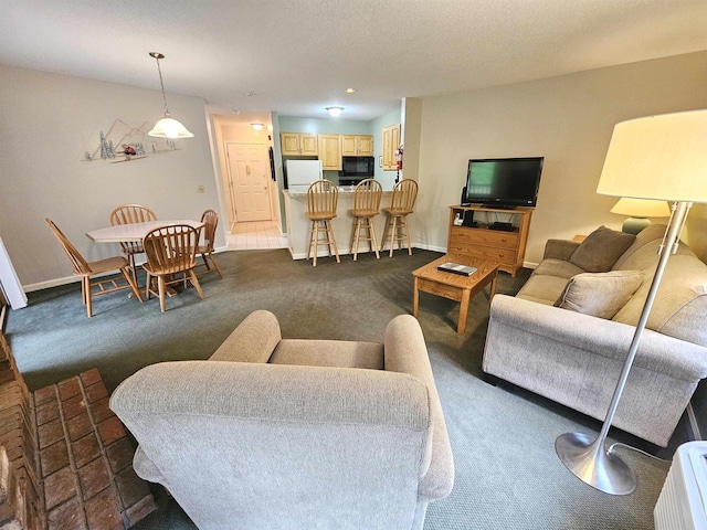 156 Deer Park Dr Unit 127D, Woodstock, NH 03262 - living room featuring dark colored carpet and baseboards