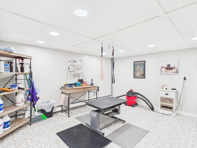 128 Gale St, Canaan, VT 05903 - workout room featuring tile patterned floors, recessed lighting, and baseboards