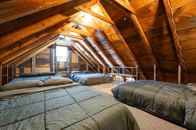 31 Sherene Orchard Rd, Meredith, NH 03253 - bedroom with lofted ceiling, wood-type flooring, and wood ceiling