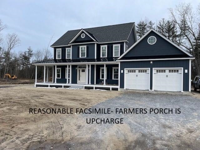 2 Eagle Perch Dr Unit 16, Boscawen, NH 03303 - view of front of home with covered porch, an attached garage, and gravel driveway