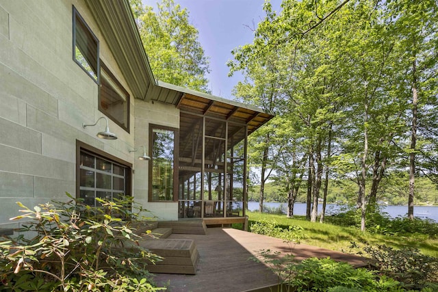 518 Shaker Blvd, Enfield, NH 03748 - wooden deck featuring a water view
