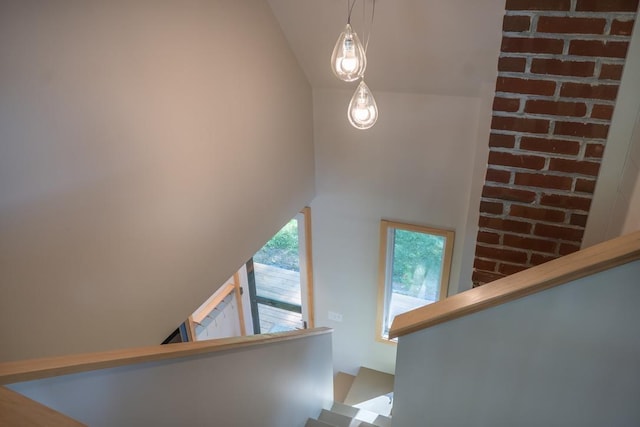 518 Shaker Blvd, Enfield, NH 03748 - staircase featuring high vaulted ceiling