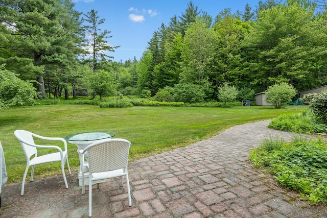 372 Brill Rd, Landaff, NH 03785 - view of green lawn with a patio area