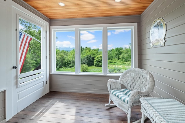 372 Brill Rd, Landaff, NH 03785 - sunroom / solarium with wooden ceiling, plenty of natural light, wood-type flooring, and wood walls