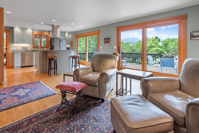 372 Brill Rd, Landaff, NH 03785 - living area with light wood finished floors and recessed lighting
