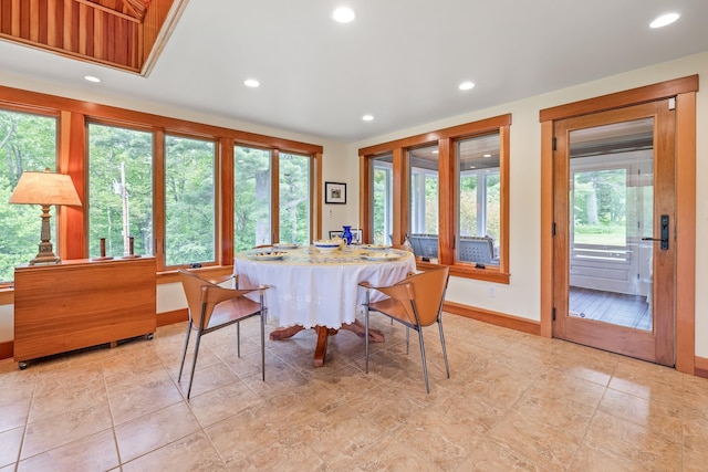 372 Brill Rd, Landaff, NH 03785 - dining space featuring recessed lighting, baseboards, and light tile patterned floors
