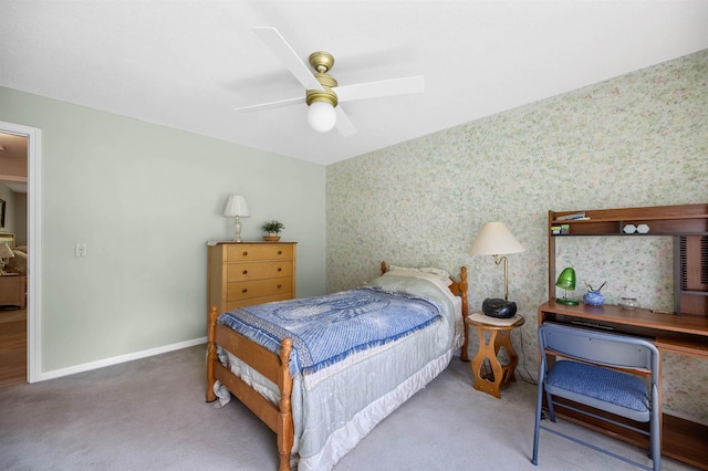 121 Forest Dr Unit 4, Montpelier, VT 05602 - carpeted bedroom with wallpapered walls and a ceiling fan