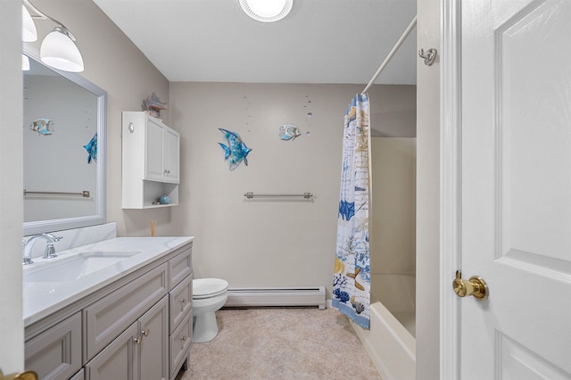 121 Forest Dr Unit 4, Montpelier, VT 05602 - full bath with baseboard heating, vanity, and shower / bath combination with curtain