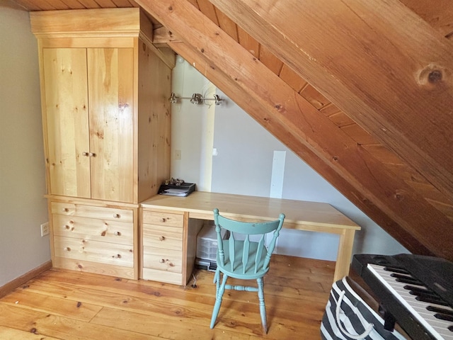 6 Alfano Dr, Enfield, NH 03748 - office with built in study area, light wood-style floors, and vaulted ceiling