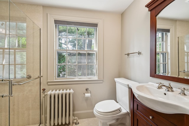 84 S Main St, Hanover, NH 03755 - bathroom featuring radiator, vanity, and a stall shower
