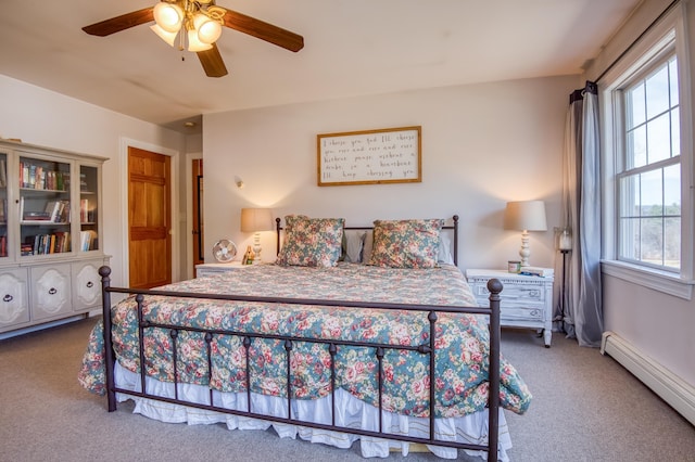 290 Elm St, Littleton, NH 03561 - bedroom featuring baseboard heating, carpet floors, and ceiling fan