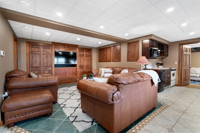 20 Bennett Cir, Antrim, NH 03440 - living room with recessed lighting and light tile patterned floors