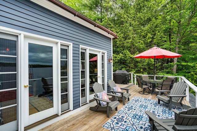 20 Bennett Cir, Antrim, NH 03440 - wooden terrace featuring outdoor dining space and area for grilling