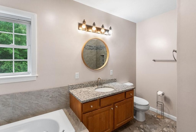 114 Byam Rd, New Boston, NH 03070 - full bathroom with vanity, plenty of natural light, a bath, and tile patterned floors