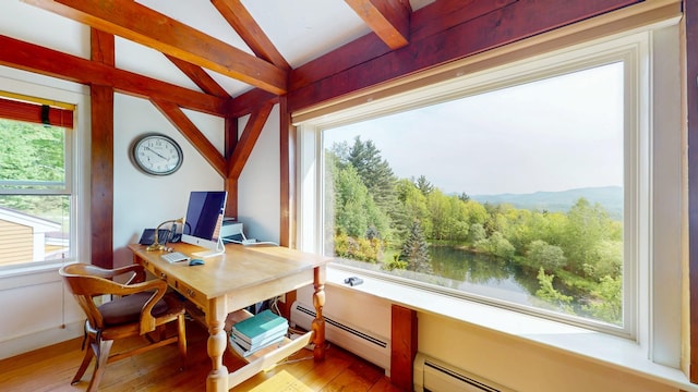 1074 N Hollow Rd, Rochester, VT 05767 - office space featuring a baseboard heating unit and hardwood / wood-style flooring