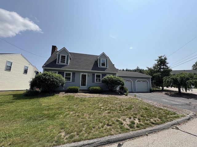 28 Old Orchard Way, Manchester, NH 03103 - new england style home featuring a garage, a front lawn, and a chimney