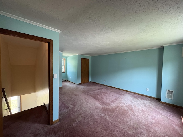 28 Old Orchard Way, Manchester, NH 03103 - carpeted spare room with a textured ceiling, ornamental molding, and a baseboard heating unit