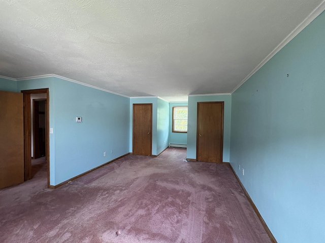28 Old Orchard Way, Manchester, NH 03103 - carpeted spare room with a baseboard heating unit, ornamental molding, and a textured ceiling