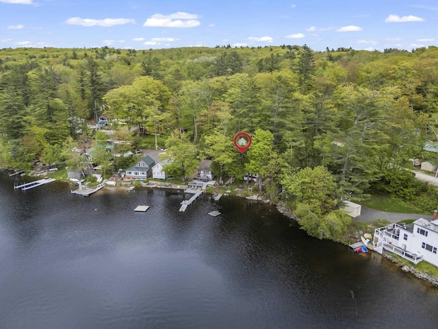 23 E Shore Dr, Greene, ME 04236 - aerial view of property and surrounding area featuring a nearby body of water and a heavily wooded area