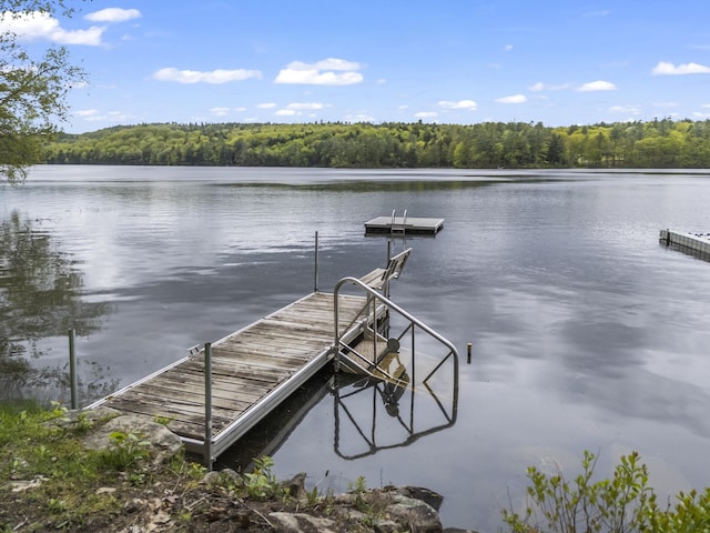 23 E Shore Dr, Greene, ME 04236 - dock area with a wooded view and a water view