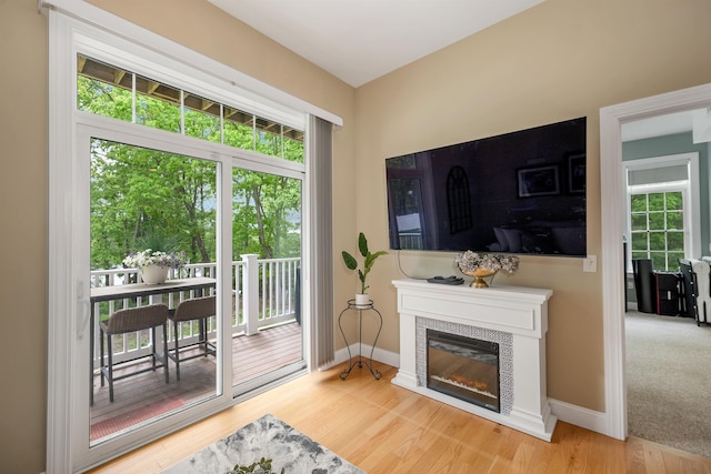 116 Piscataqua Rd Unit C, Durham, NH 03824 - living area featuring healthy amount of natural light, wood finished floors, and a fireplace