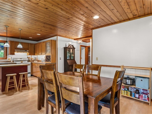 1716 US Route 2, Moretown, VT 05676 - dining room with wooden ceiling, light wood-style flooring, and recessed lighting