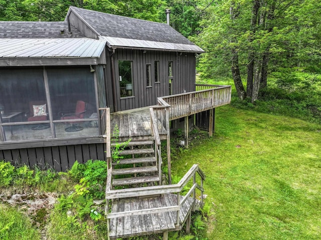 1448 Bound Tree Rd, Hopkinton, NH 03229 - wooden deck with a yard and stairs