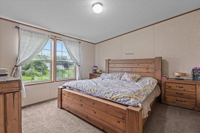 908 Gilbert Rd, Williamstown, VT 05679 - carpeted bedroom with crown molding, lofted ceiling, and a textured ceiling
