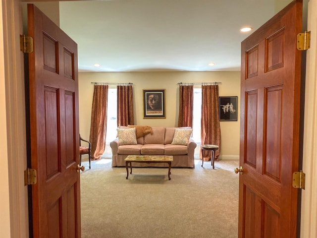 2 Parker Farm Ln, Amherst, NH 03031 - living area featuring light carpet and recessed lighting