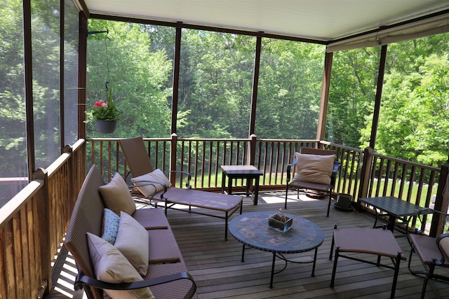 2 Parker Farm Ln, Amherst, NH 03031 - sunroom / solarium featuring a forest view