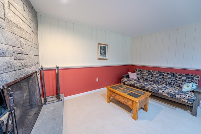 58 Bunker Ln Unit 3, Lincoln, NH 03251 - living room with carpet floors and wood walls