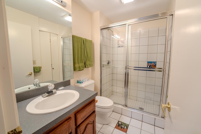 58 Bunker Ln Unit 3, Lincoln, NH 03251 - full bath with a stall shower, vanity, and tile patterned flooring