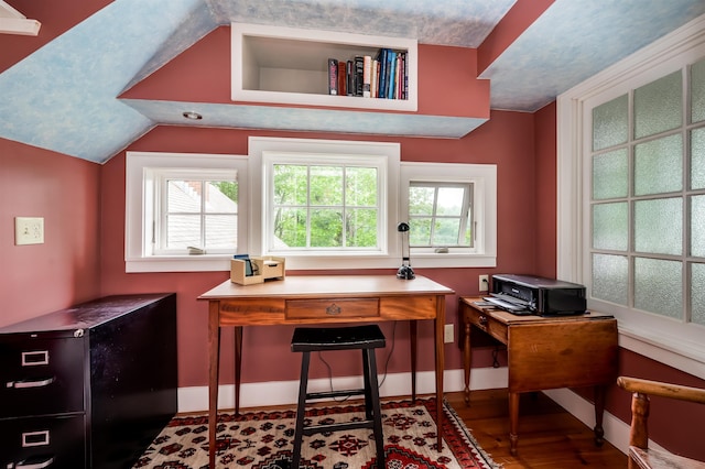 30 Old Piscataqua Rd, Durham, NH 03824 - home office featuring wood finished floors and lofted ceiling