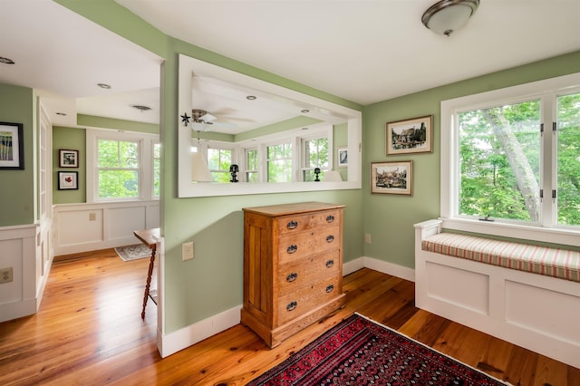 30 Old Piscataqua Rd, Durham, NH 03824 - hallway featuring light wood-style floors and a wainscoted wall