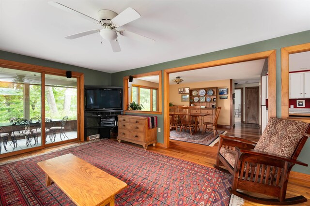30 Old Piscataqua Rd, Durham, NH 03824 - living area featuring ceiling fan and wood finished floors